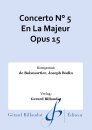 Concerto N&deg; 5 En La Majeur Opus 15
