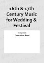 16th & 17th Century Music for Wedding & Festival